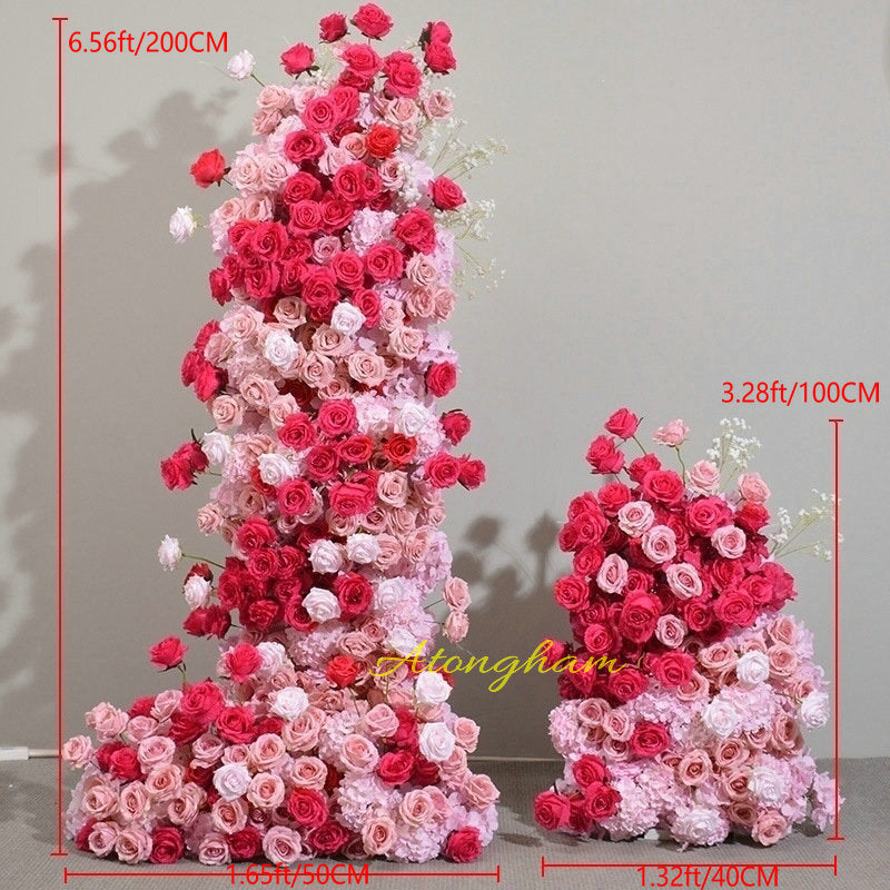 Blush Pink Hot Pink Artificial Arch Flower Arrangement Outdoor Wedding Party Backdrop Decoration