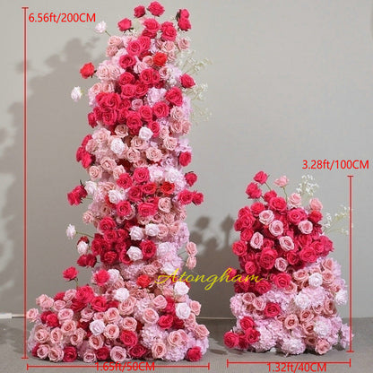 Blush Pink Hot Pink Artificial Arch Flower Arrangement Outdoor Wedding Party Backdrop Decoration