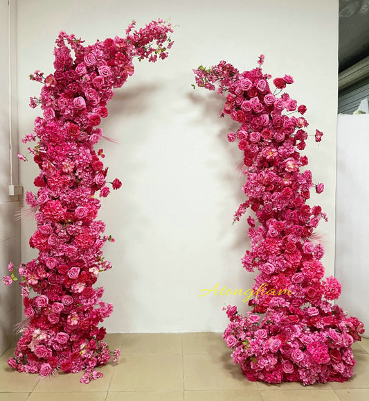 Wedding Party Backdrop Decoration Props Hot Pink Horn Arch Flower Arrangement