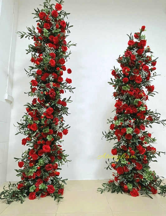 Passionate Red Wedding Party Backdrop Decoration Flower Arrangement