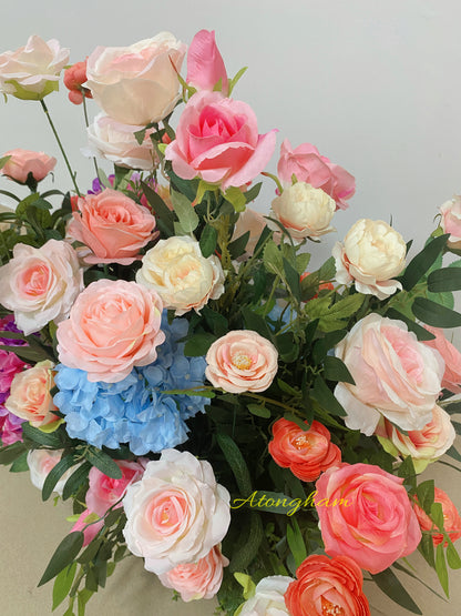 Colorful Wedding T-stage Runway Floor Flower Spring Aisle Flower Christmas New Year Decoration Props
