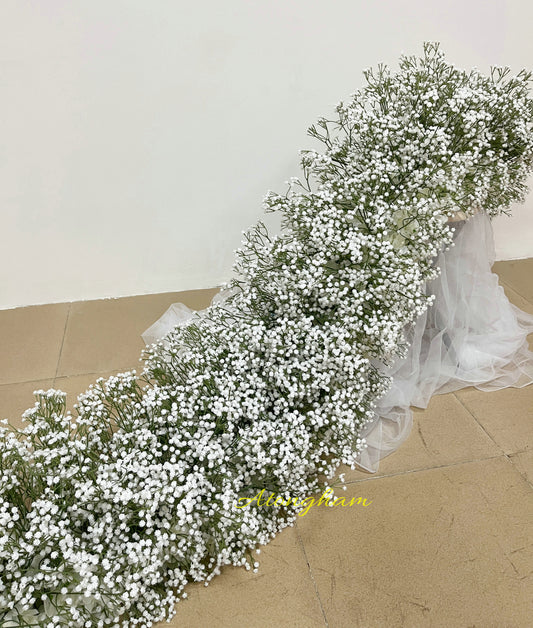 White Gypsophila Wedding Table Flower Runner Classic Flower Garland Aisle Flower Silk Flower