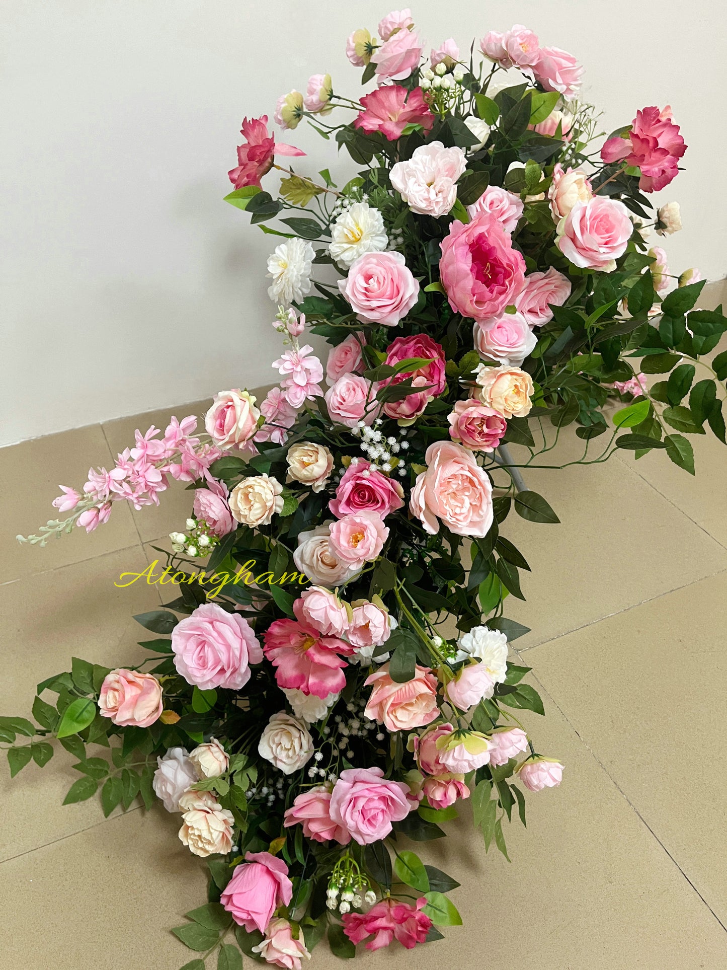 Pastel Pink Table Flower Runner Wedding Flower Garland Aisle Flower