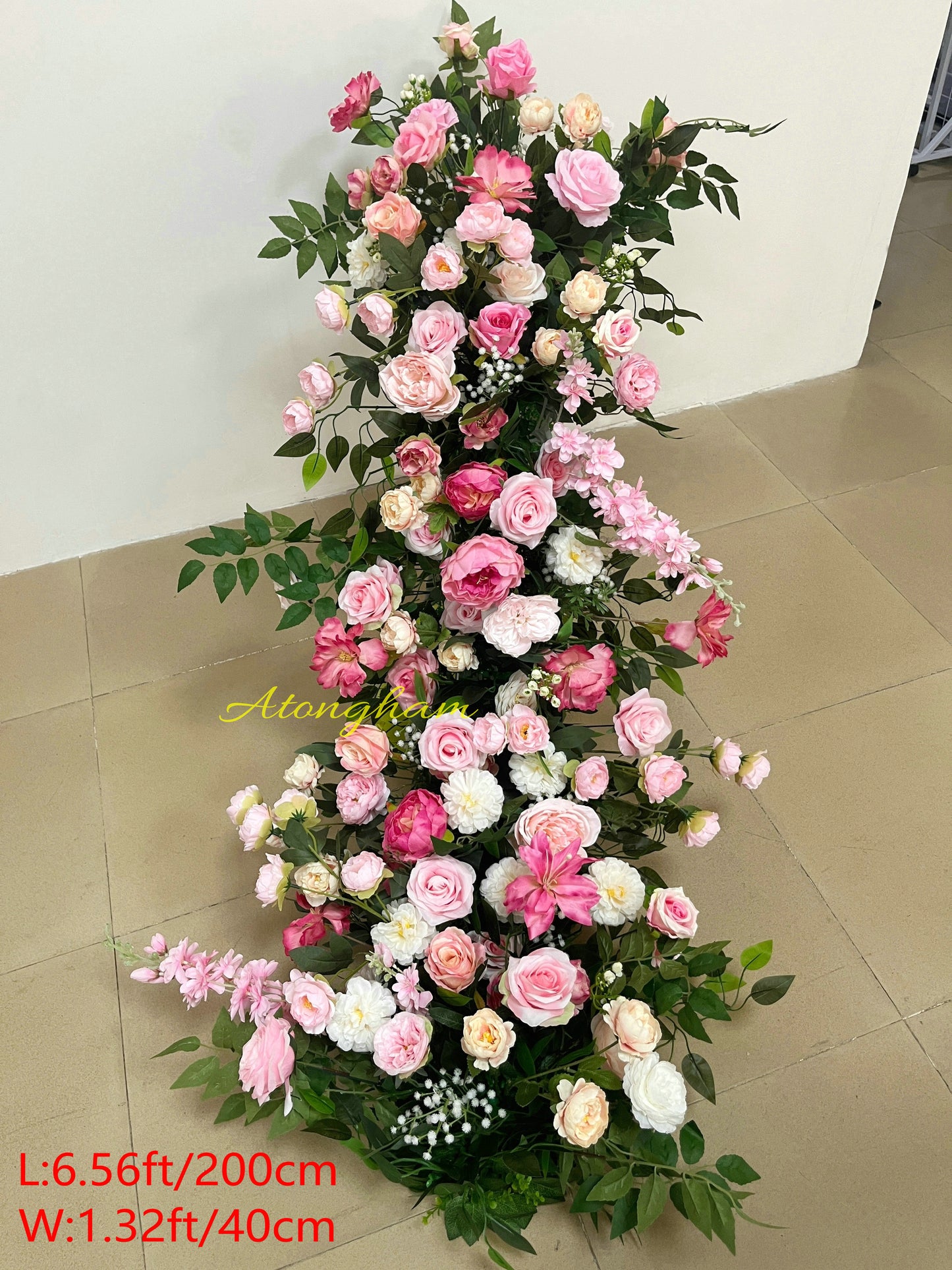Pastel Pink Table Flower Runner Wedding Flower Garland Aisle Flower