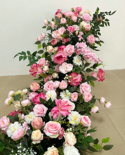 Pastel Pink Table Flower Runner Wedding Flower Garland Aisle Flower