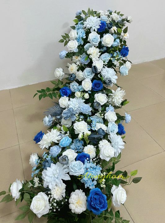 Blue Artificial Flower Runner Flexible Wedding Flower Garland Floor Flower Aisle Floral