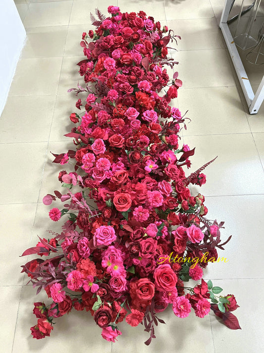 Hot Pink Red Big Flower Arrangement 5D High Quality Artificial Flowers Wedding Arch Flower Garland