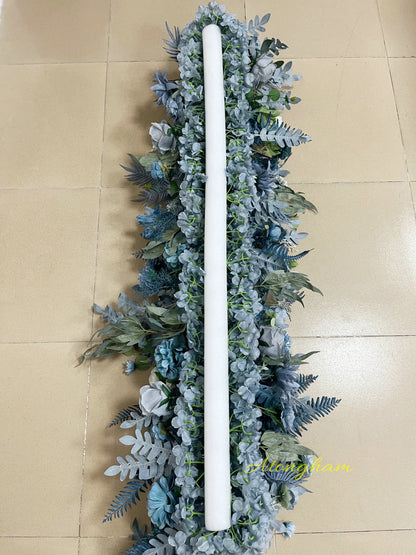 Haze Blue Artificial Flower Garland Dusty Blue Wedding Aisle Flower Arrangement Featured Wedding Background Decoration Flowers