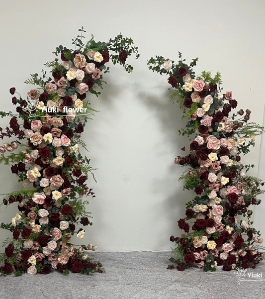 Burgundy Pink Wedding Arch Flower Arrangement Archway Floral Decoration