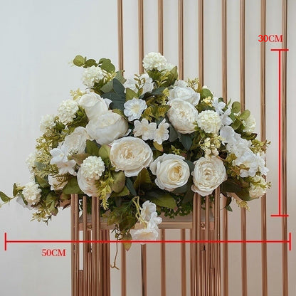 Cream Flower with Greenery Artificial Archway Flower, Flower Centerpiece, Wedding Engagement Party, Stage Decors Custom Flower