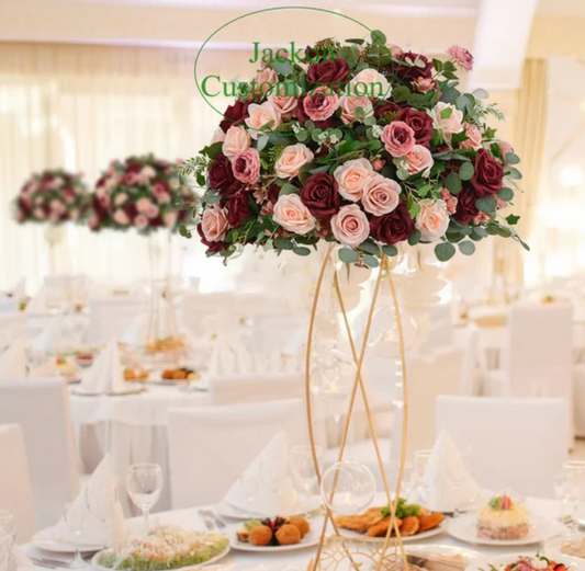 Burgundy Wedding Centerpieces Artificial Wedding Decor for Table Centerpiece Baby Shower Backdrop Decoration Flower Ball Flower Aisle Runner
