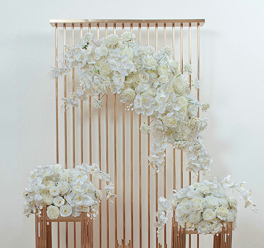 Cream Rose, Orchid Artificial Archway Flower, Floral Row, Flower Centerpiece, Wedding Engagement Party, Stage Decors Custom Flower