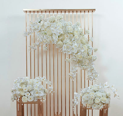 Cream Rose, Orchid Artificial Archway Flower, Floral Row, Flower Centerpiece, Wedding Engagement Party, Stage Decors Custom Flower