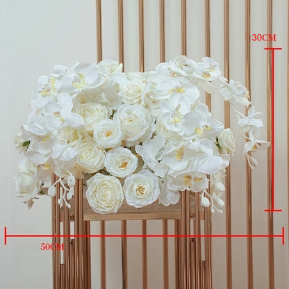 Cream Rose, Orchid Artificial Archway Flower, Floral Row, Flower Centerpiece, Wedding Engagement Party, Stage Decors Custom Flower