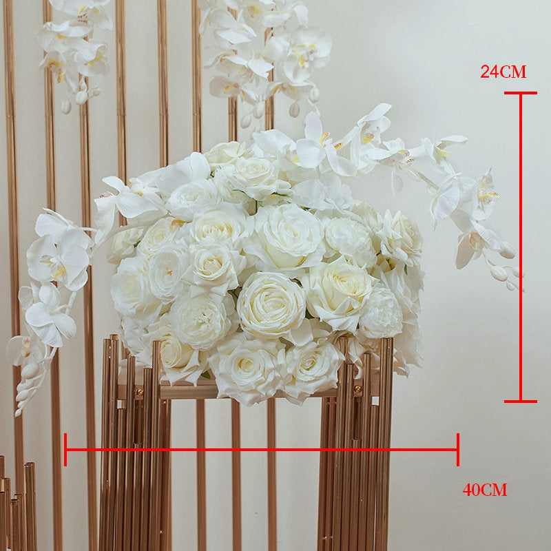 Cream Rose, Orchid Artificial Archway Flower, Floral Row, Flower Centerpiece, Wedding Engagement Party, Stage Decors Custom Flower