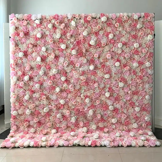Charming Pink and Red Rose Wall Backdrop for Wedding Backdrop, Baby Shower Birthday Party Decor Panels