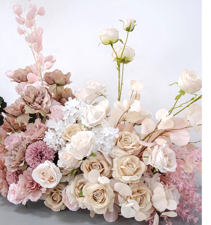 Light Pink Champagne Flowers Garland, Wedding Party Arch Flower, Photo Booth Backdrop Decor, Custom Any  Size