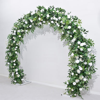Artificial White Flowers and Green Plants Archway Flowers, Silk Flower Row, Wedding Event Floral Arrangement, Stage Decors