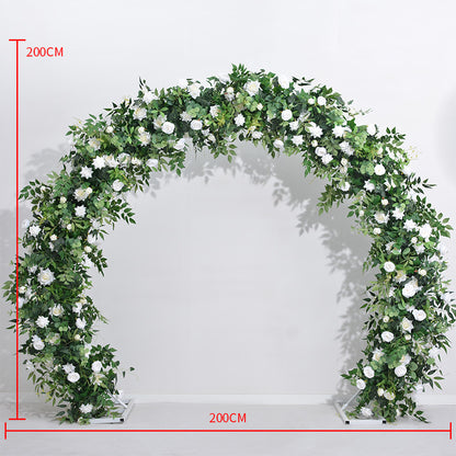 Artificial White Flowers and Green Plants Archway Flowers, Silk Flower Row, Wedding Event Floral Arrangement, Stage Decors