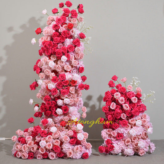 Blush and hot pink artificial arch flower arrangement