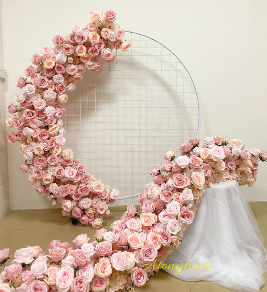 Blush pink aisle wedding flower arrangement