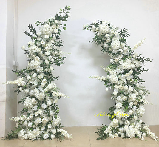 Custom ivory rose and peony wedding arch flowers