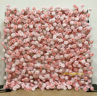 Light pink artificial flower wall backdrop