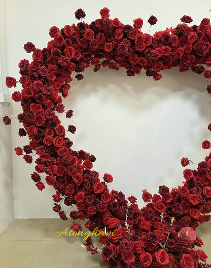 artificial burgundy and red flowers for ceremony arch