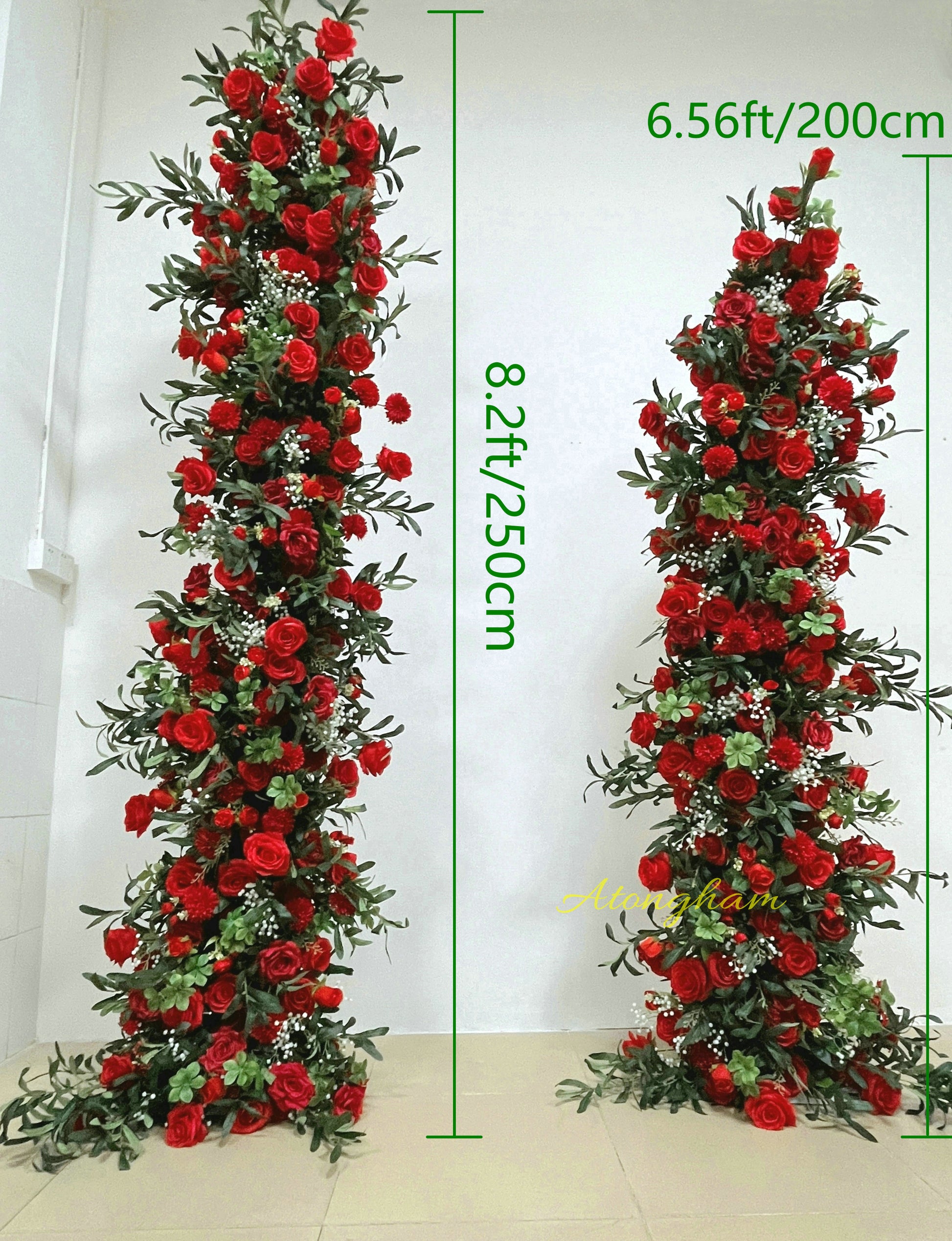 close up red flower wall for weddings and parties