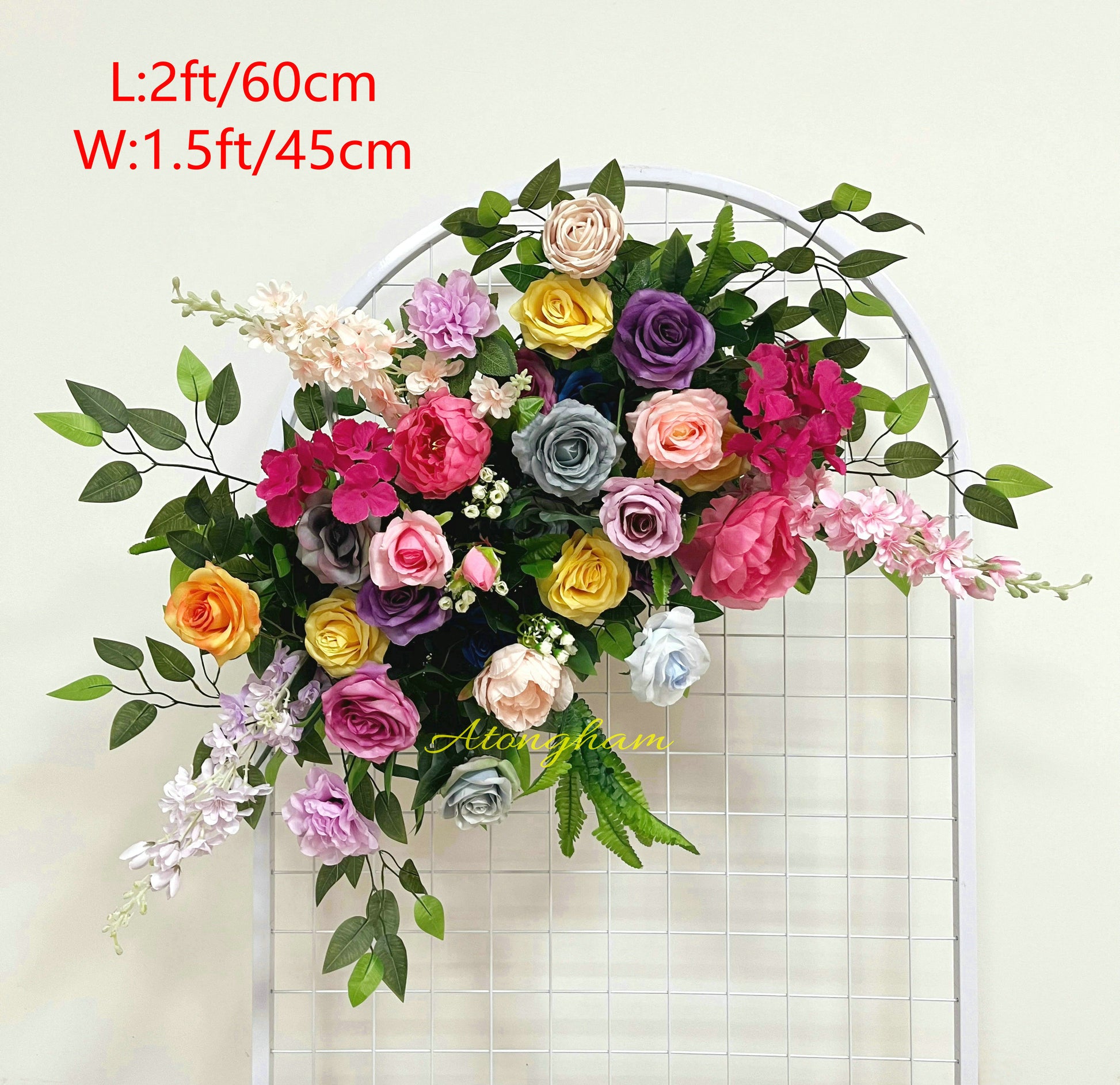 close up varicolored aisle flower arrangement