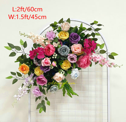 close up varicolored aisle flower arrangement