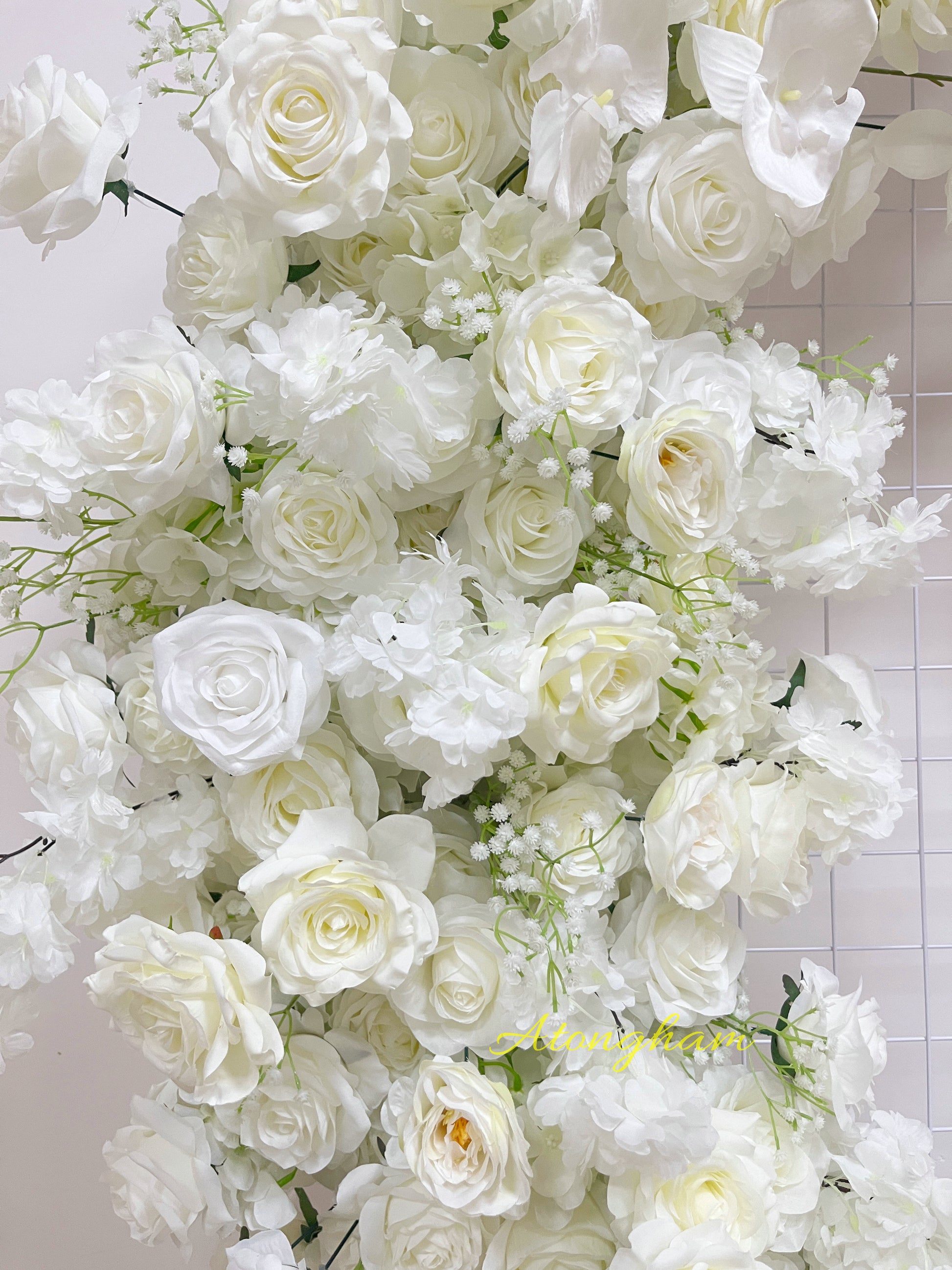 elegant cream floral runner for long table arrangement