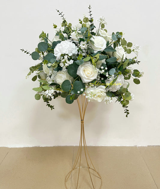 eucalyptus ivory flower ball wedding centerpiece
