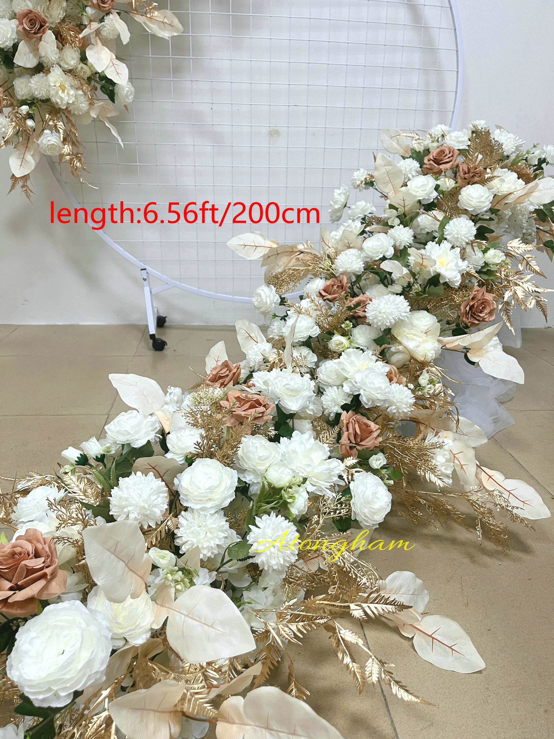 luxury wedding arch flower garland ivory and champagne