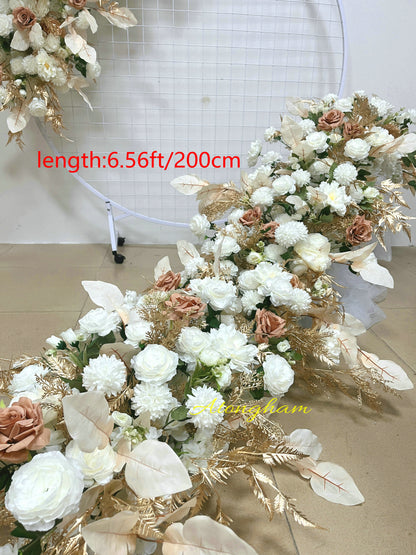 luxury wedding arch flower garland ivory and champagne