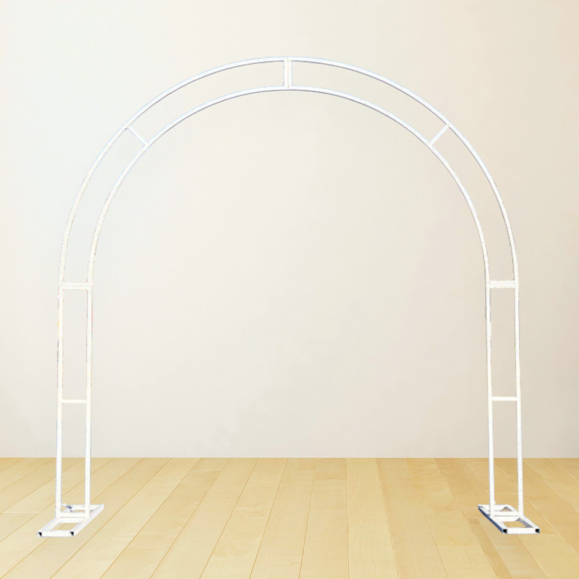 modern metal arch stand with flowers for wedding ceremony