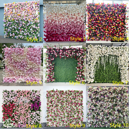 5D Cloth Roll Up Flower Wall Eucalyptus Leaves Artificial Ivory Floral Wedding Event Party Backdrop