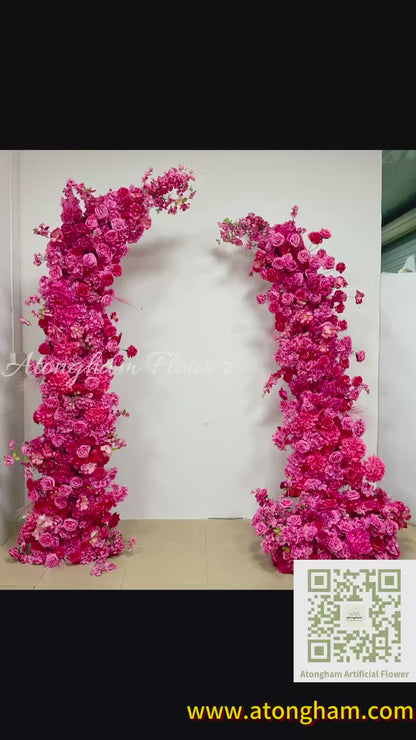 Wedding Party Backdrop Decoration Props Hot Pink Horn Arch Flower Arrangement