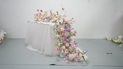 Lavender Purple Yellow Flower Row,Artificial Wedding Flower Garland,Wedding Table Runner,Marriage Party Decor
