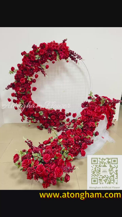 Burgundy Table Garland Red Artificial Flower Arrangement Long Flower Garland for Wedding