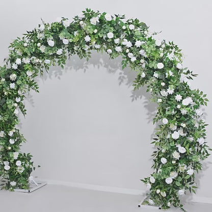 Artificial White Flowers and Green Plants Archway Flowers, Silk Flower Row, Wedding Event Floral Arrangement, Stage Decors