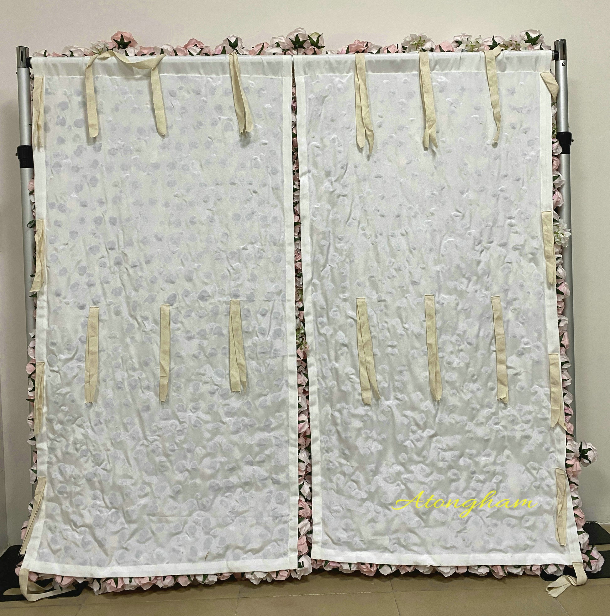 reusable white flower backdrop for receptions and events
