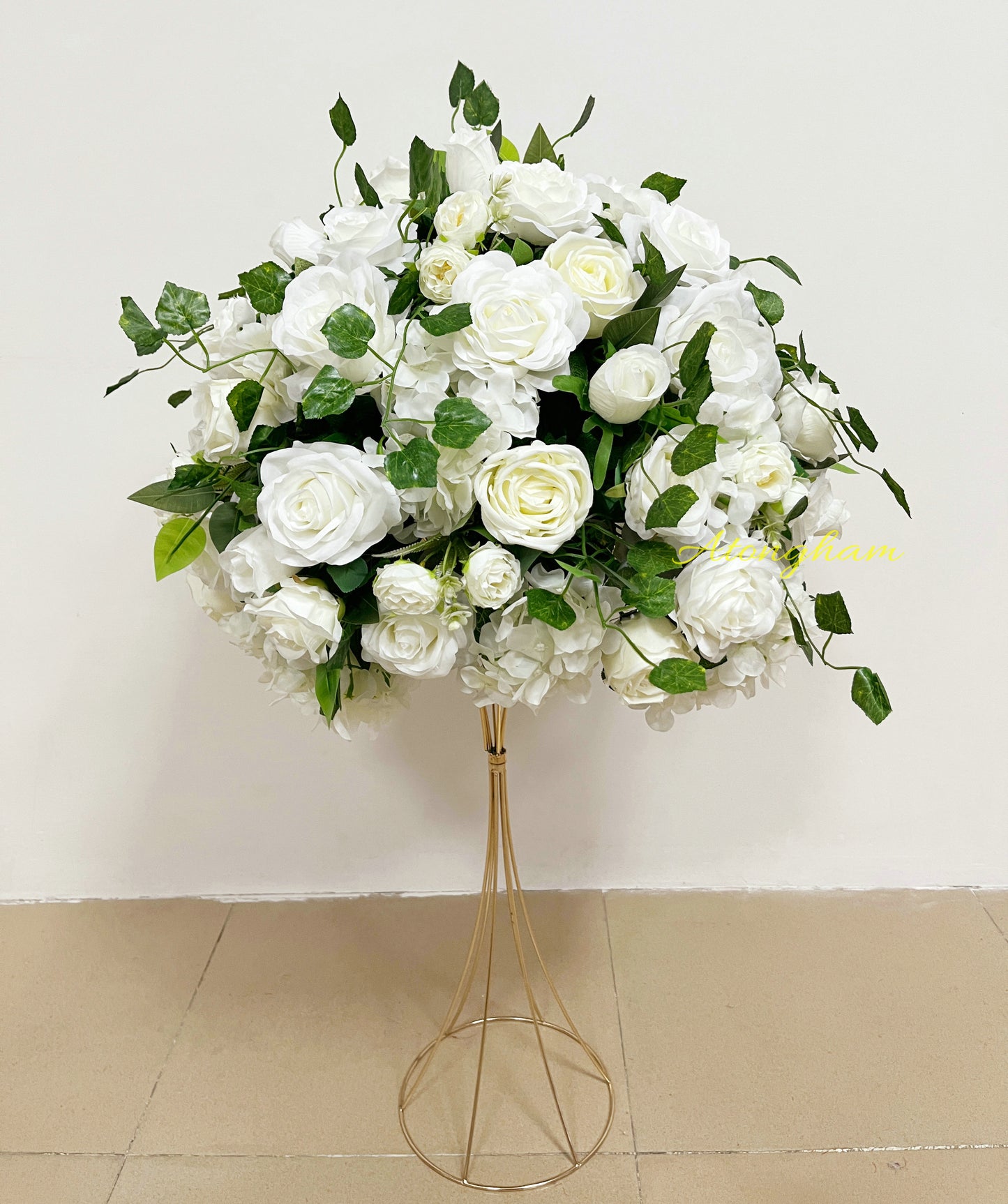 romantic ivory wedding centerpiece arrangement for dinner party