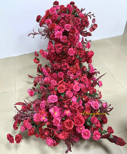 romantic red and pink floral garland for receptions