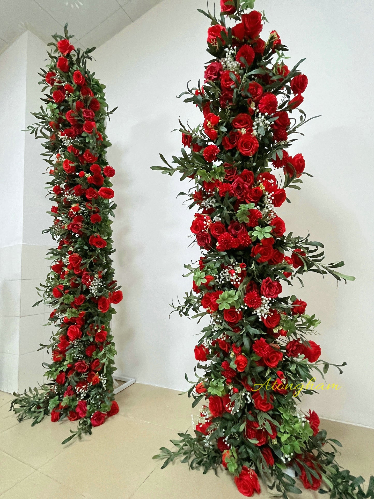 romantic red floral backdrop decoration