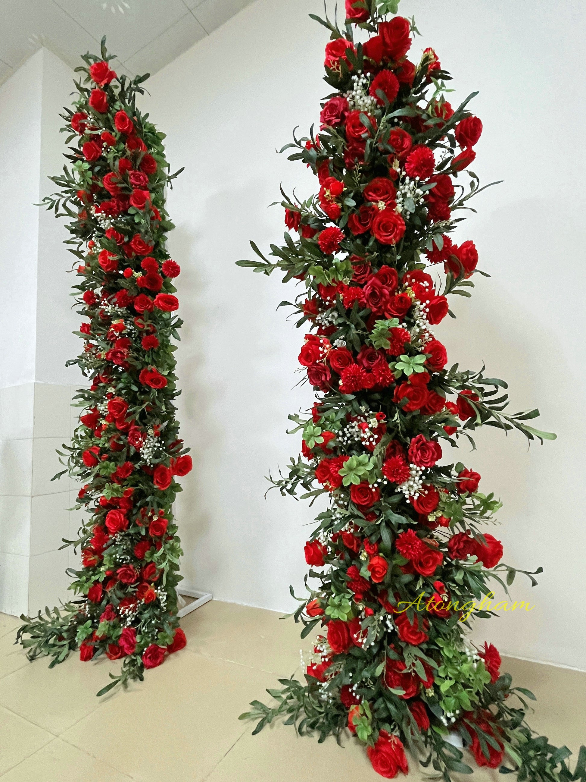 romantic red floral backdrop decoration