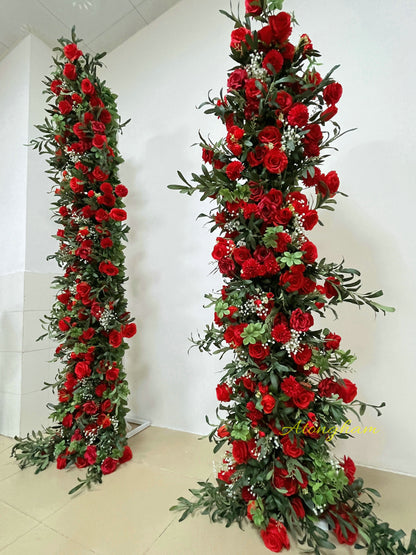 romantic red floral backdrop decoration