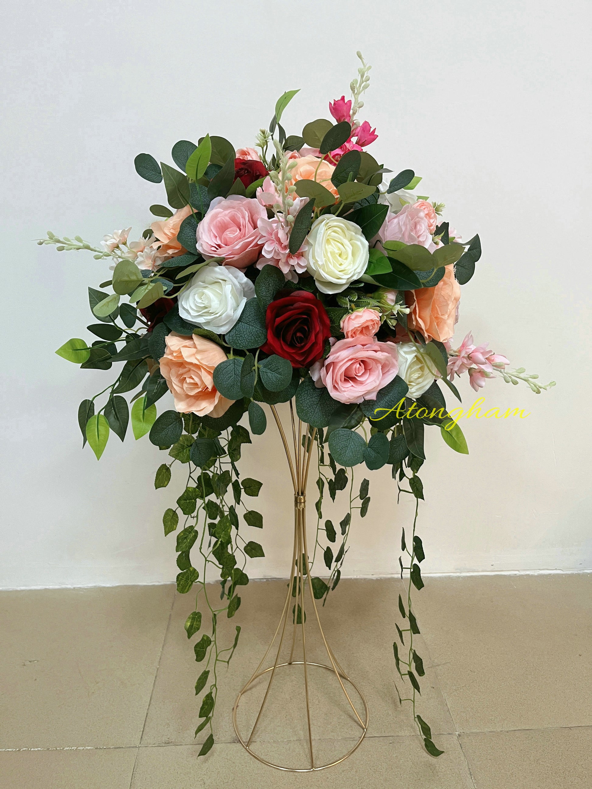 rustic hanging flower ball centerpiece for weddings