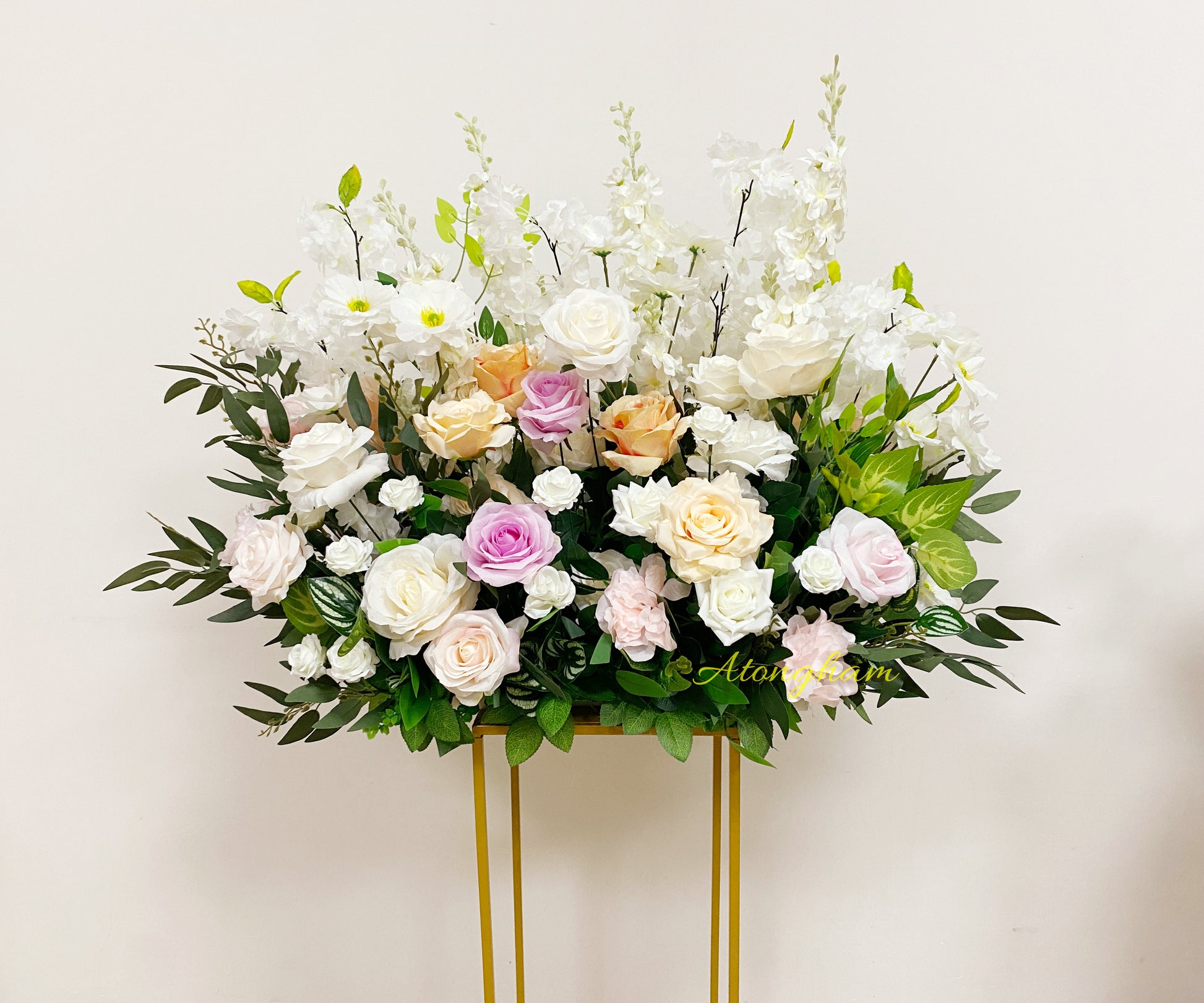 spring floor flower arrangement for wedding backdrop