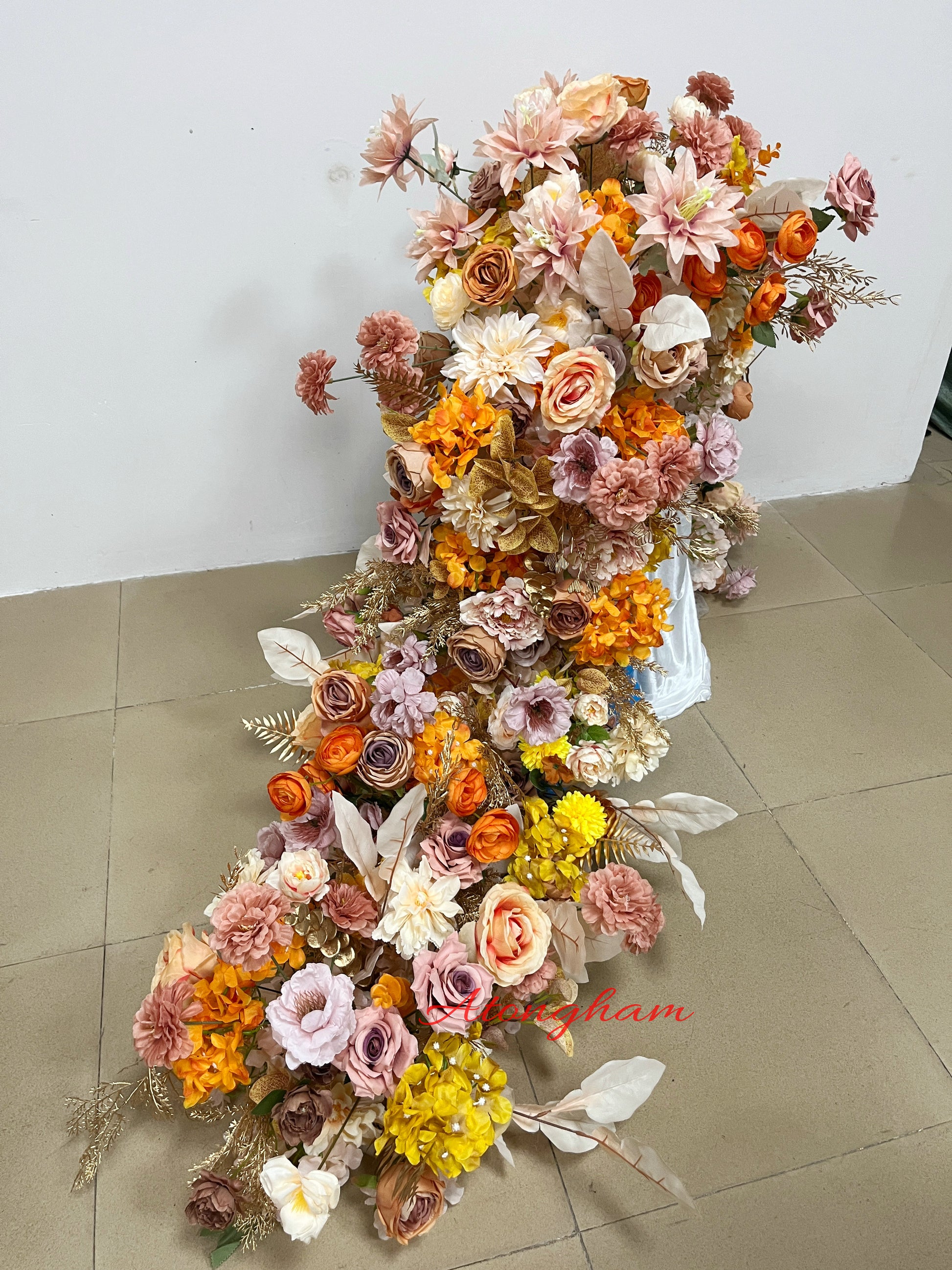 terracotta floral garland for rustic fall wedding decoration